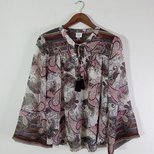 Cupio Women Boho Blouse Tunic Size M Paisley print